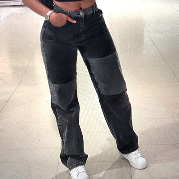 Emmiol Denim - Emmiol Contrast Patchwork Straight Jeans